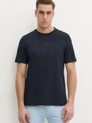 Tommy Hilfiger t-shirt bawełniany męski kolor granatowy z aplikacją MW0MW38620