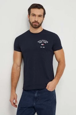 Tommy Hilfiger t-shirt bawełniany męski kolor granatowy z nadrukiem MW0MW33689