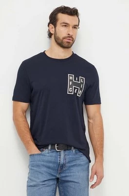 Tommy Hilfiger t-shirt bawełniany męski kolor granatowy z nadrukiem MW0MW33893