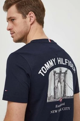 Tommy Hilfiger t-shirt bawełniany męski kolor granatowy z nadrukiem MW0MW33697