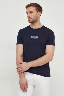 Tommy Hilfiger t-shirt bawełniany męski kolor granatowy z nadrukiem MW0MW34387