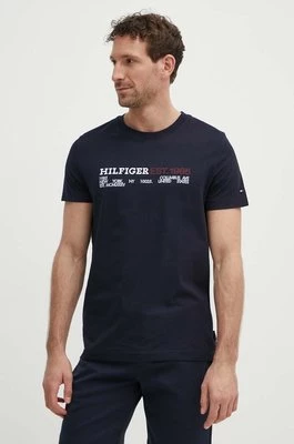 Tommy Hilfiger t-shirt bawełniany męski kolor granatowy z nadrukiem MW0MW34435