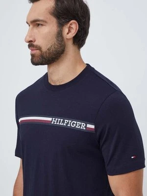 Tommy Hilfiger t-shirt bawełniany męski kolor granatowy z nadrukiem MW0MW33688