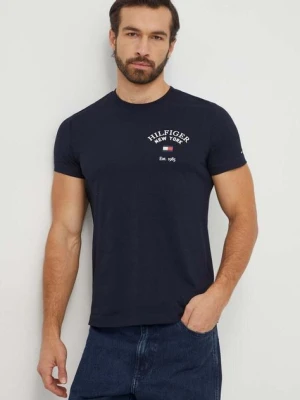 Tommy Hilfiger t-shirt bawełniany męski kolor granatowy z nadrukiem MW0MW33689