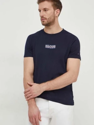 Tommy Hilfiger t-shirt bawełniany męski kolor granatowy z nadrukiem MW0MW34387