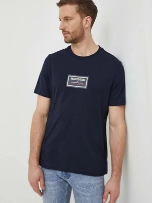 Tommy Hilfiger t-shirt bawełniany męski kolor granatowy z nadrukiem MW0MW34391