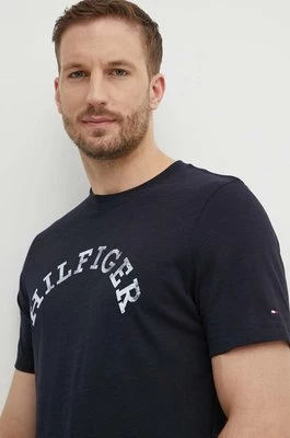 Tommy Hilfiger t-shirt bawełniany męski kolor granatowy z nadrukiem MW0MW34432