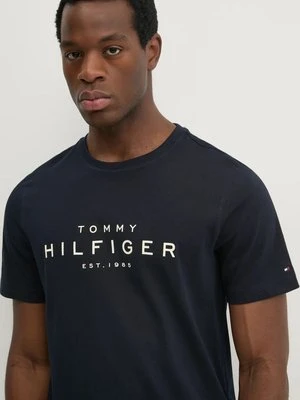 Tommy Hilfiger t-shirt bawełniany męski kolor granatowy z nadrukiem MW0MW37448