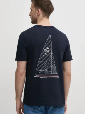 Tommy Hilfiger t-shirt bawełniany męski kolor granatowy z nadrukiem MW0MW38614