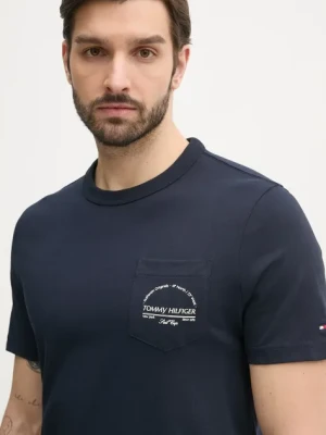 Tommy Hilfiger t-shirt bawełniany męski kolor granatowy z nadrukiem MW0MW38623