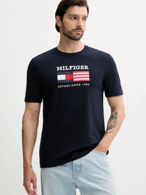 Tommy Hilfiger t-shirt bawełniany męski kolor granatowy z nadrukiem MW0MW39843