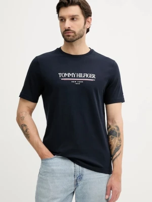 Tommy Hilfiger t-shirt bawełniany męski kolor granatowy z nadrukiem MW0MW40324