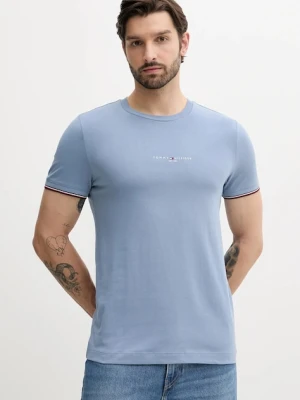 Tommy Hilfiger t-shirt bawełniany męski kolor niebieski z aplikacją MW0MW32584