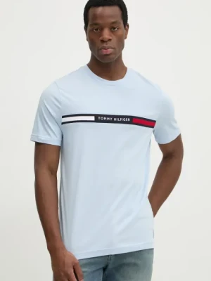 Zdjęcie produktu Tommy Hilfiger t-shirt bawełniany męski kolor niebieski z aplikacją MW0MW36498