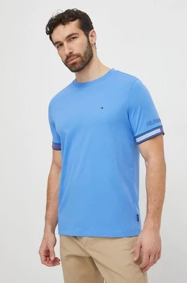 Tommy Hilfiger t-shirt bawełniany męski kolor niebieski z nadrukiem MW0MW34430