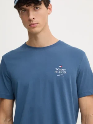 Tommy Hilfiger t-shirt bawełniany męski kolor niebieski z nadrukiem MW0MW36500