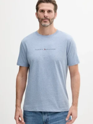 Tommy Hilfiger t-shirt bawełniany męski kolor niebieski z nadrukiem UM0UM03525