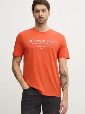 Tommy Hilfiger t-shirt bawełniany męski kolor pomarańczowy z nadrukiem MW0MW38621