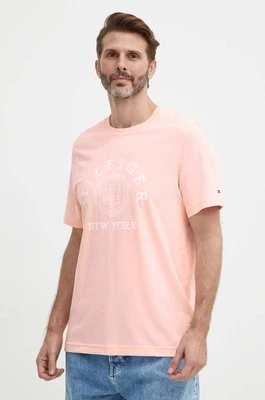 Tommy Hilfiger t-shirt bawełniany męski kolor różowy z nadrukiem MW0MW34437