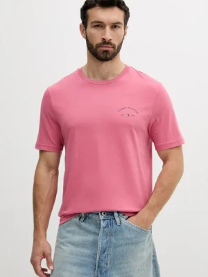 Tommy Hilfiger t-shirt bawełniany męski kolor różowy z nadrukiem MW0MW39352
