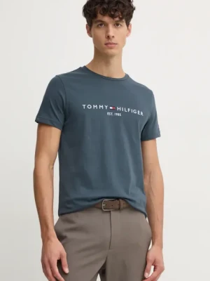 Tommy Hilfiger t-shirt bawełniany męski kolor szary z aplikacją