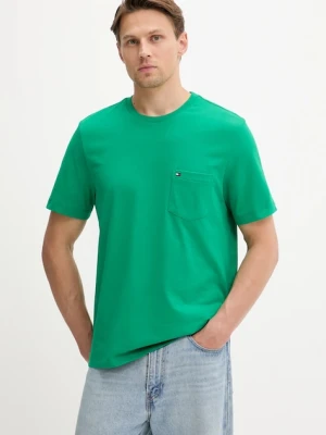 Tommy Hilfiger t-shirt bawełniany męski kolor zielony gładki MW0MW37283