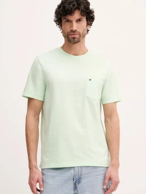 Tommy Hilfiger t-shirt bawełniany męski kolor zielony gładki MW0MW37283