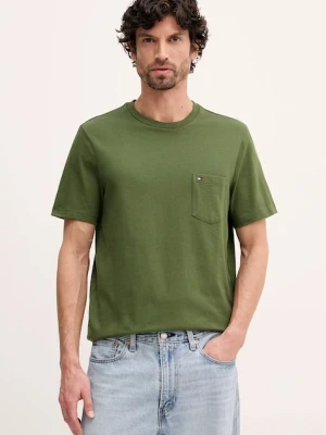 Tommy Hilfiger t-shirt bawełniany męski kolor zielony gładki MW0MW37283
