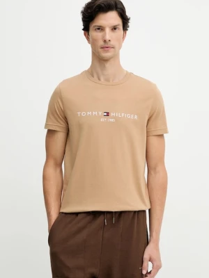 Tommy Hilfiger t-shirt bawełniany męski kolor zielony z aplikacją MW0MW11797