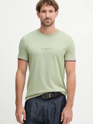 Tommy Hilfiger t-shirt bawełniany męski kolor zielony z aplikacją MW0MW32584