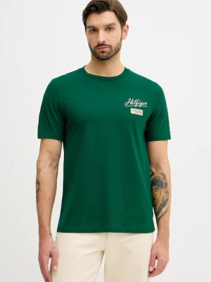 Tommy Hilfiger t-shirt bawełniany męski kolor zielony z nadrukiem MW0MW41471