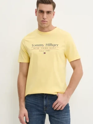 Tommy Hilfiger t-shirt bawełniany męski kolor żółty z nadrukiem MW0MW38621