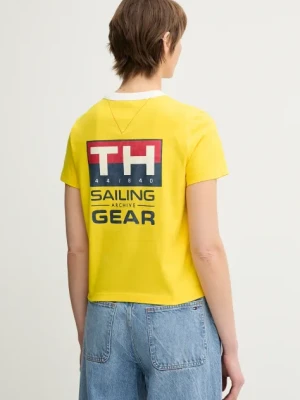 Tommy Hilfiger t-shirt bawełniany SAILING damski kolor żółty WW0WW45598