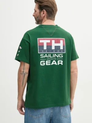Tommy Hilfiger t-shirt bawełniany SAILING męski kolor zielony z nadrukiem MN0MN00013