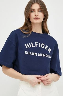 Tommy Hilfiger t-shirt bawełniany x Shawn Mendes kolor granatowy