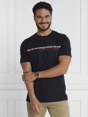 Tommy Hilfiger T-shirt CENTER CHEST STRIPE TEE | Regular Fit granatowy
