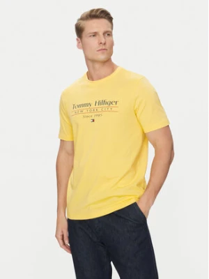 Tommy Hilfiger T-Shirt Center Stack MW0MW38621 Żółty Regular Fit