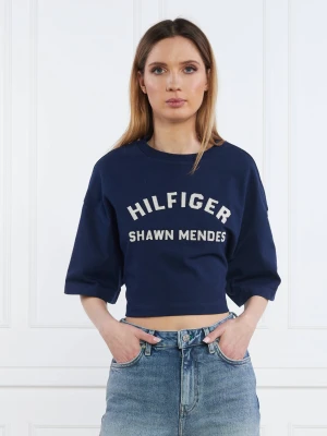 Tommy Hilfiger T-shirt | Cropped Fit granatowy