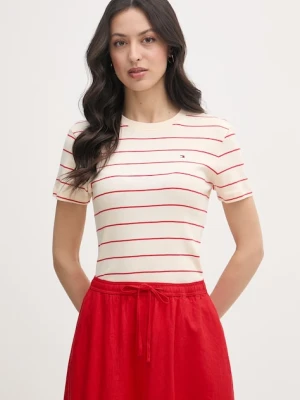 Tommy Hilfiger t-shirt damski bawełniany beżowy
