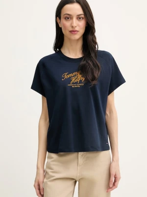 Tommy Hilfiger T-shirt damski bawełniany granatowy