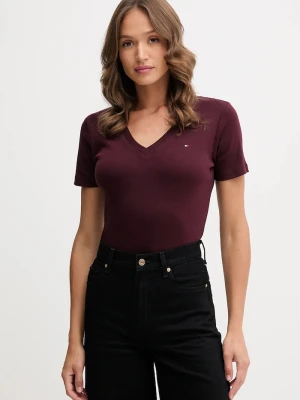 Tommy Hilfiger T-shirt damski bawełniany bordowy
