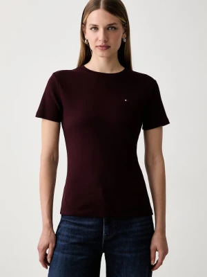 Tommy Hilfiger T-shirt damski bawełniany bordowy