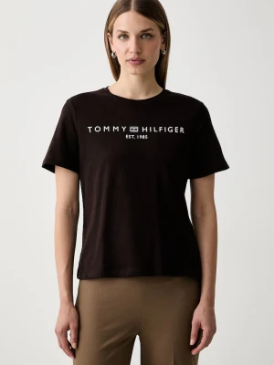Tommy Hilfiger T-shirt damski bawełniany brązowy