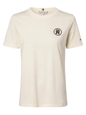 Tommy Hilfiger T-shirt damski Kobiety Bawełna beżowy|biały jednolity,