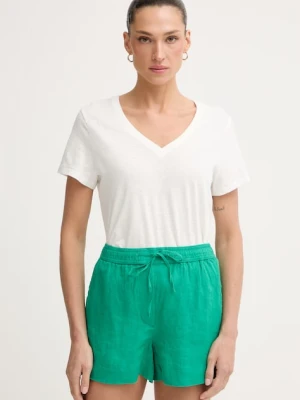 Tommy Hilfiger T-shirt damski z lnem beżowy