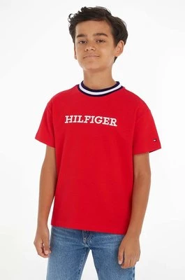 Tommy Hilfiger t-shirt dziecięcy kolor czerwony z nadrukiem