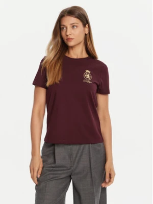 Tommy Hilfiger T-Shirt Gold Crest WW0WW46153 Bordowy Regular Fit