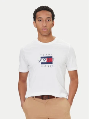 Tommy Hilfiger T-Shirt Linear Flag MW0MW41338 Biały Regular Fit