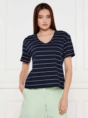 Tommy Hilfiger T-shirt | Loose fit | z dodatkiem lnu