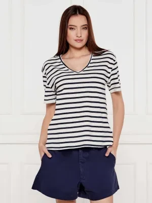 Tommy Hilfiger T-shirt | Loose fit | z dodatkiem lnu